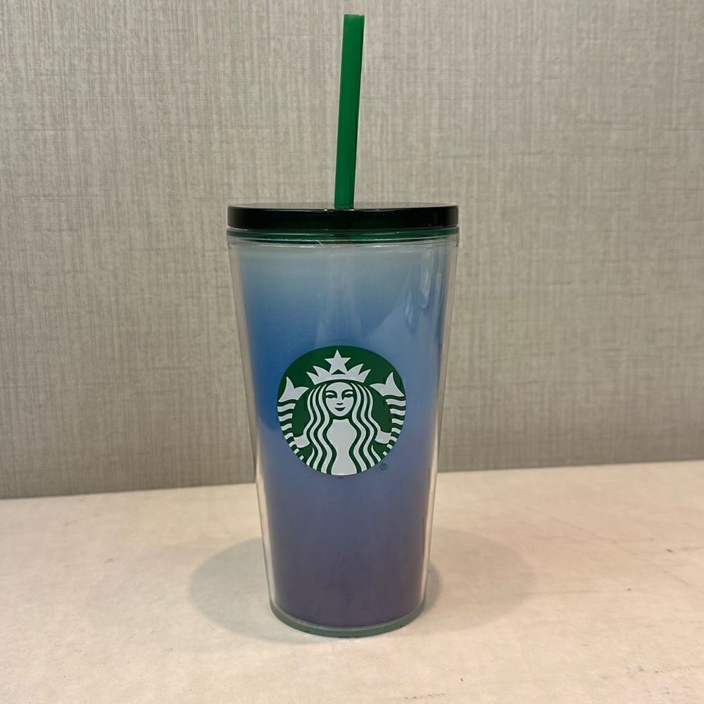 Starbucks 2021 Tumbler 16 Oz Blue Ombré Green Lid Straw Cup